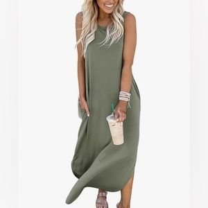 NEW Anrabess Women’s Casual Loose Maxi Green Dress